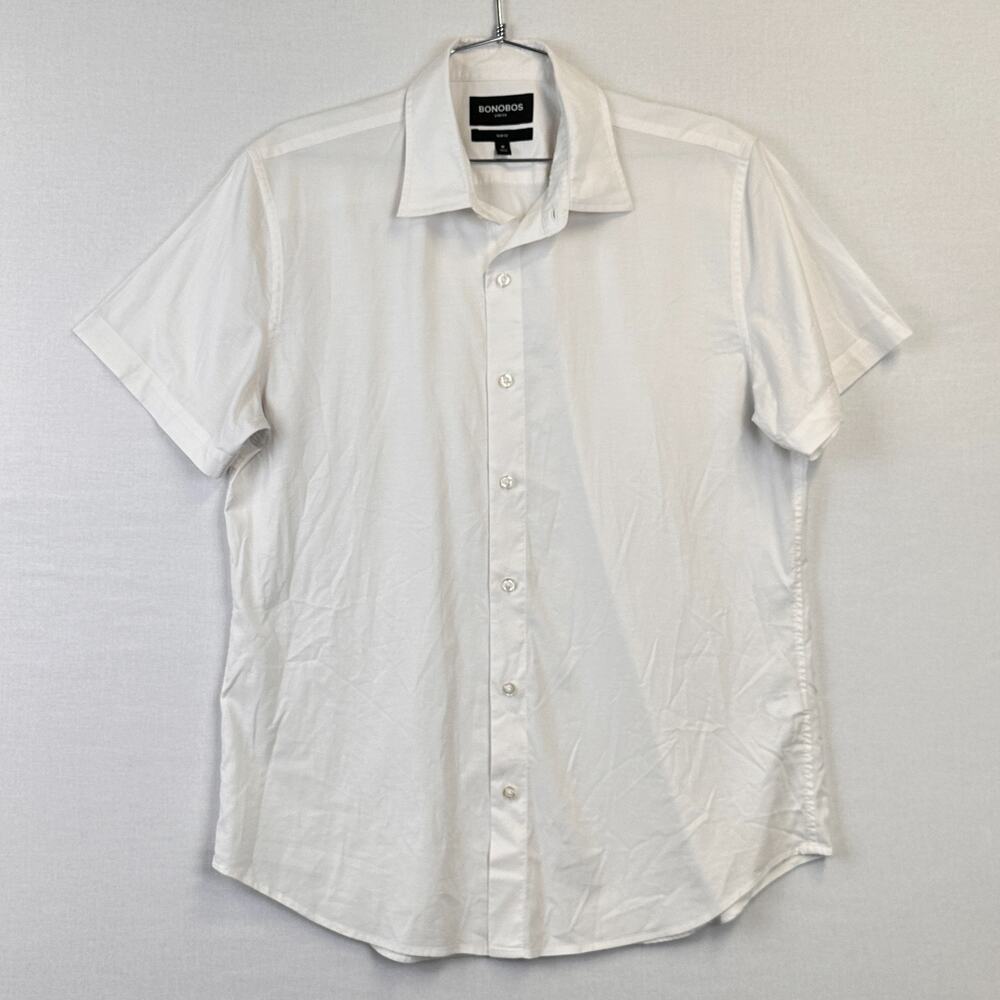 Bonobos Stretch White Short Sleeve Shirt Men's M Slim Fit Cotton Blend